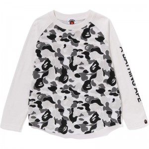 Kids' Bape Abc Camo L/S Tee T Shirts Grey USA | PR6501151