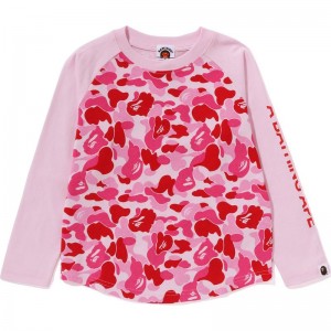 Kids' Bape Abc Camo L/S Tee T Shirts Pink USA | YU8417447