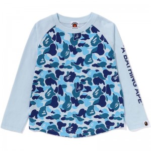 Kids' Bape Abc Camo L/S Tee T Shirts Sax USA | ZH7407547