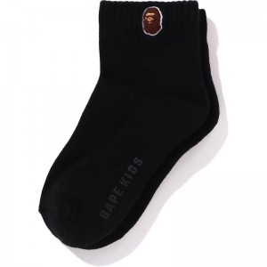 Kids' Bape Ape Head One Point Socks Socks Black USA | JN7517057