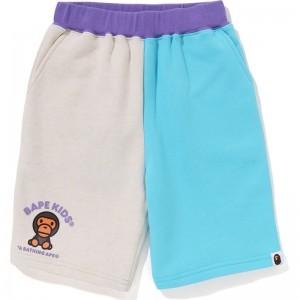 Kids' Bape Baby Milo Color Block Sweat Shorts Shorts White USA | GJ3953293