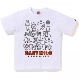 Kids' Bape Baby Milo Dinosaurs Tee T Shirts White USA | LO6451241