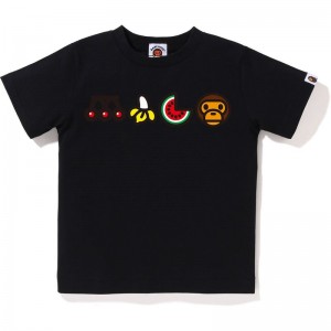 Kids' Bape Baby Milo Fruit Logo Tee T Shirts Black USA | VY4576956