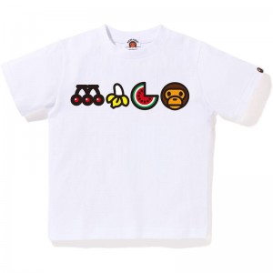 Kids' Bape Baby Milo Fruit Logo Tee T Shirts White USA | NR5309639