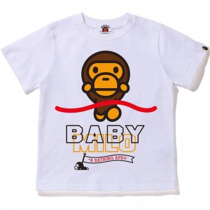 Kids' Bape Baby Milo Goal Tee T Shirts White USA | AR6262922