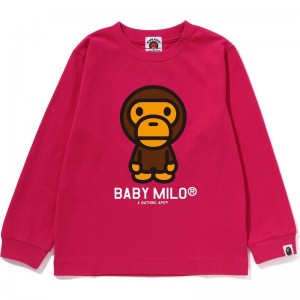 Kids' Bape Baby Milo L/S Tee T Shirts Pink USA | AV1951191