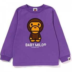 Kids' Bape Baby Milo L/S Tee T Shirts Purple USA | PN8018208