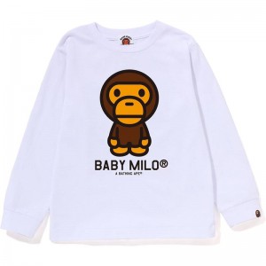 Kids' Bape Baby Milo L/S Tee T Shirts White USA | DL1522152
