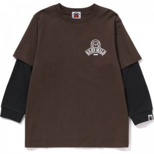 Kids' Bape Baby Milo Layered L/S Tee Loose Fit T Shirts Brown USA | MR0333433