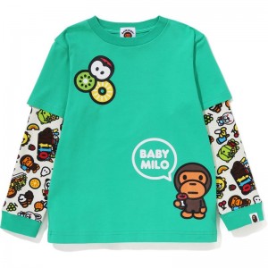 Kids' Bape Baby Milo Mixed Fruit Layered L/S Tee T Shirts Green USA | YN9373133