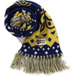 Kids' Bape Baby Milo Nordic Knit Scarf Accessories Navy USA | AM4181611