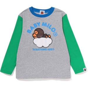 Kids' Bape Baby Milo Sleep On Cloud L/S Tee T Shirts Grey USA | FK4555855