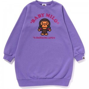 Kids' Bape Baby Milo Strawberry Onepiece Dress Purple USA | KU3071401