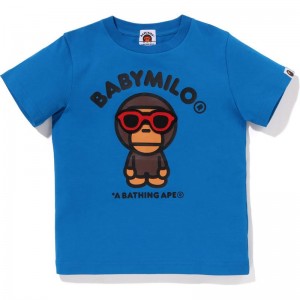 Kids' Bape Baby Milo Sunglass Patch Tee Cut And Sewn Blue USA | TZ9011701