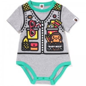 Kids' Bape Baby Milo Vest Print Bodysuit Underwear Grey USA | XN2587357