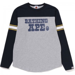 Kids' Bape Bathing Ape Football L/S Tee T Shirts Grey USA | KP4972792