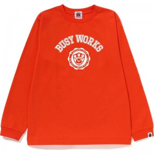 Kids' Bape Busy Works L/S Tee T Shirts Orange USA | AU2403243