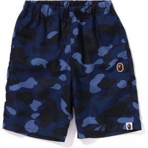 Kids' Bape Color Camo Ape Head One Point Beach Shorts Shorts Navy USA | WD2968698
