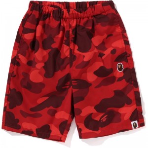Kids' Bape Color Camo Ape Head One Point Beach Shorts Shorts Red USA | XB4750170