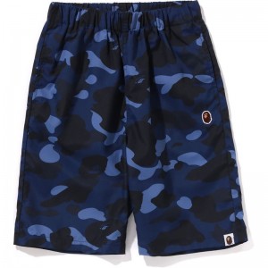 Kids' Bape Color Camo Ape Head One Point Beach Shorts Jr Shorts Navy USA | OR7589859
