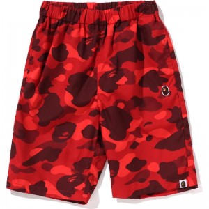 Kids' Bape Color Camo Ape Head One Point Beach Shorts Jr Shorts Red USA | RS9703673