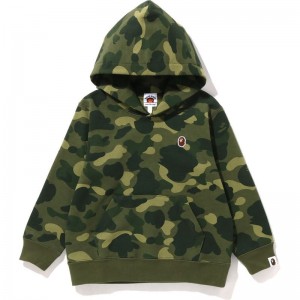 Kids' Bape Color Camo One Point Ape Head Pullover Hoodie Hoodie Green USA | ML6950090