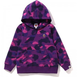 Kids' Bape Color Camo One Point Ape Head Pullover Hoodie Hoodie Purple USA | LU2649169