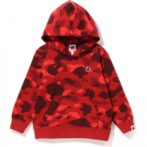 Kids' Bape Color Camo One Point Ape Head Pullover Hoodie Hoodie Red USA | RR4377737
