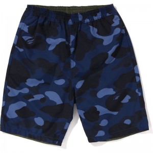 Kids' Bape Color Camo Shark Reversible Shorts Shorts Navy USA | FJ1764774
