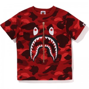 Kids' Bape Color Camo Shark Tee Cut And Sewn Red USA | KS6300930