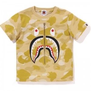 Kids' Bape Color Camo Shark Tee Cut And Sewn Yellow USA | TN3961991