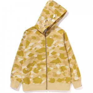Kids' Bape Color Camo Shark Zip Hoodie Jr Hoodie Yellow USA | FT5835285