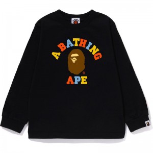 Kids' Bape Colors College L/S Tee T Shirts Black USA | WB7141311