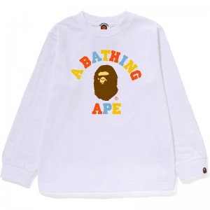 Kids' Bape Colors College L/S Tee T Shirts White USA | WU0060700