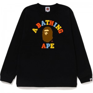 Kids' Bape Colors College L/S Tee T Shirts Black USA | KK7751471