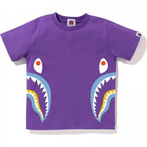 Kids' Bape Colors Side Shark Tee T Shirts Purple USA | XY4350730