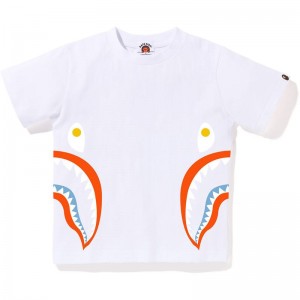 Kids' Bape Colors Side Shark Tee T Shirts White USA | FJ3620160