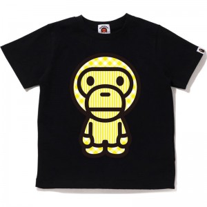 Kids' Bape Crazy Big Baby Milo Tee T Shirts Black USA | VL2743073