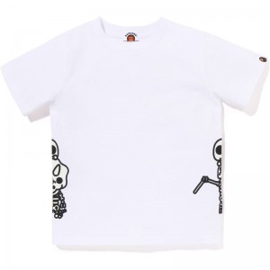Kids' Bape Glow In The Dark Bone Dinosaur Tee T Shirts White USA | OJ0140110