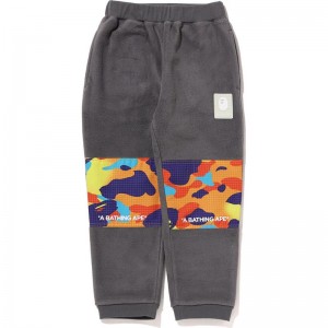 Kids' Bape Grid Camo Color Block Fleece Pants Pants Grey USA | AC5504554