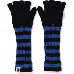 Kids' Bape Hoop Knit Long Gloves Accessories Black USA | GJ3927397