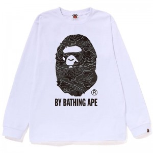 Kids' Bape Layered Line Camo By Bathing Ape L/S Tee T Shirts White Black USA | NM8777577