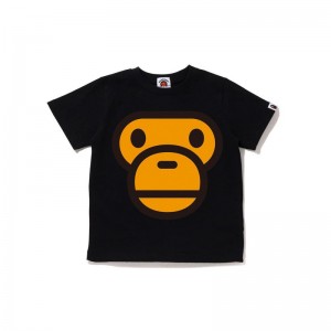 Kids' Bape Milo Face Tee T Shirts Black USA | IQ2748278