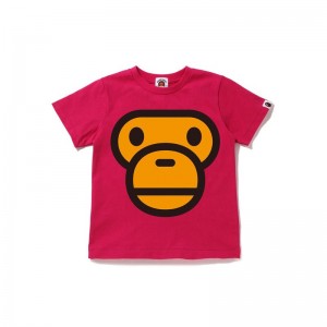 Kids' Bape Milo Face Tee T Shirts Pink USA | BL5291521