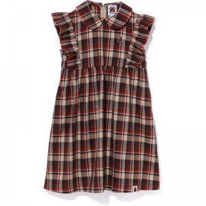 Kids' Bape Mini Check Round Collar Onepiece Dress Green USA | RE0712472