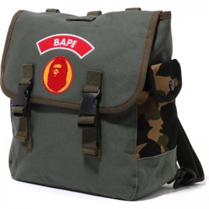Kids' Bape Patch Haversack Bags Olivedrab USA | MK6061401