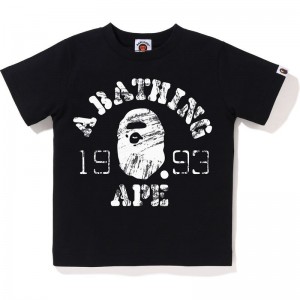 Kids' Bape Stencil College Tee T Shirts Black USA | TV3682362