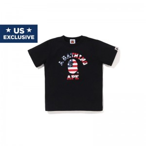 Kids' Bape Us Limited Collection College Tee T Shirts Black USA | NM7569059