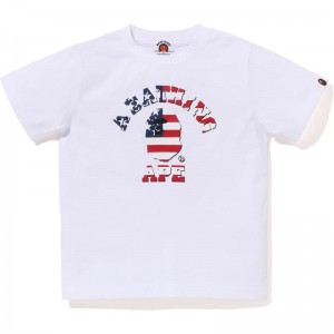 Kids' Bape Us Limited Collection College Tee T Shirts White USA | FX7074304