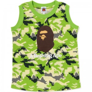 Kids' Bape Woodland Camo Tank Top T Shirts Green USA | ZC3052402